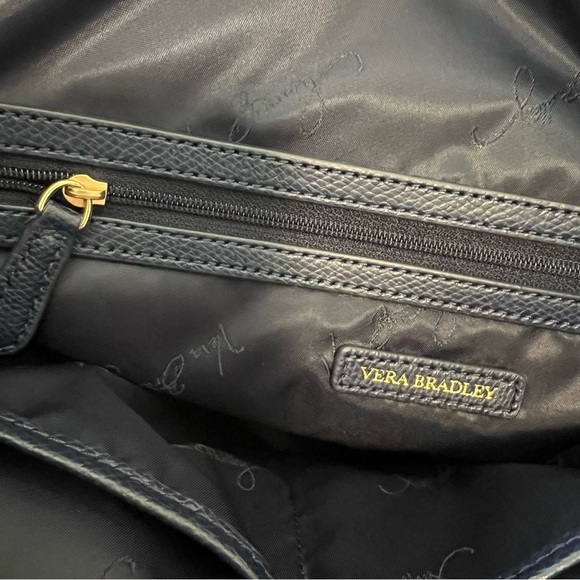 VERA BRADLEY Streeterville Ella Tote Blue White Wavy Stripe Water Repellant - Picture 14 of 15